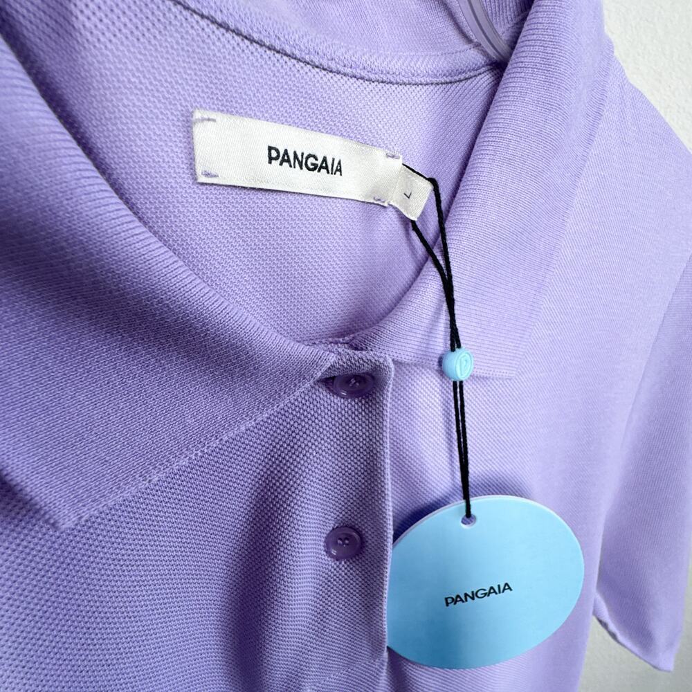 PANGAIA Organic Cotton Polo Dress Lavender A Line Large NWT Sustainable - Picture 3 of 9